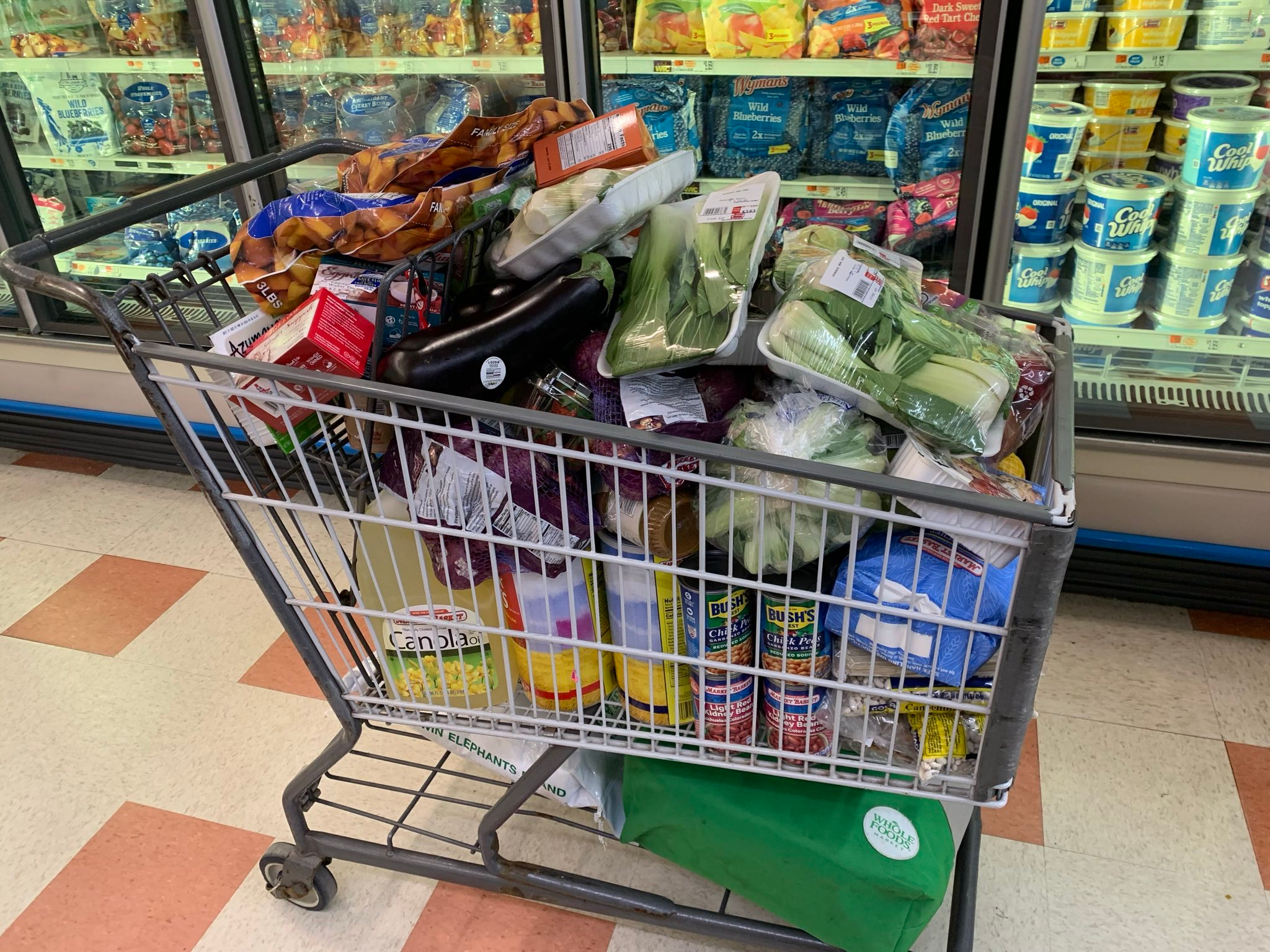 Our shopping cart at Market Basket